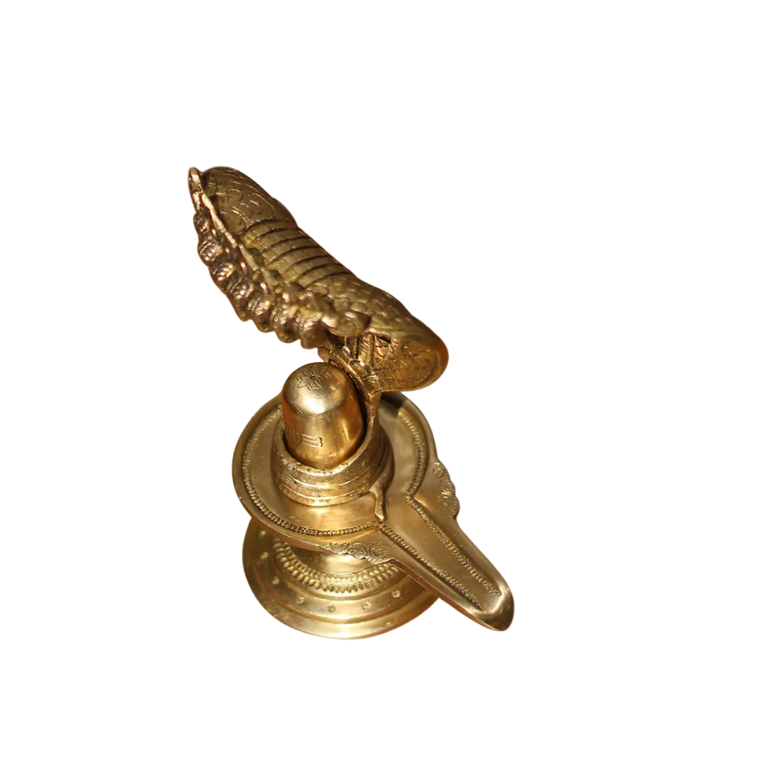 Handcrafted Brass Shivalingam 8.5 Inch closeup – intricate craftsmanship