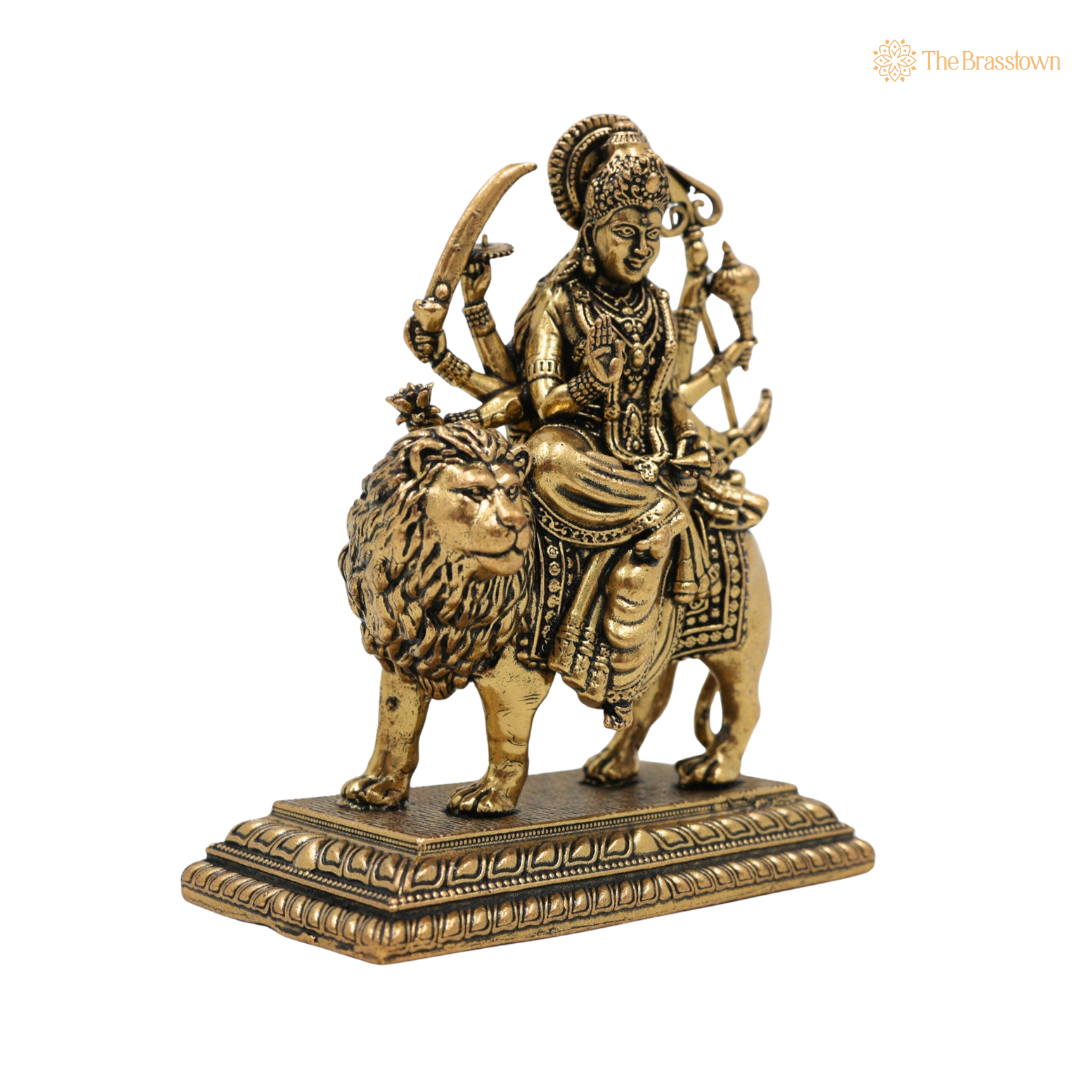 Brass Durga Maa Idol 4 Inch closeup β intricate craftsmanship