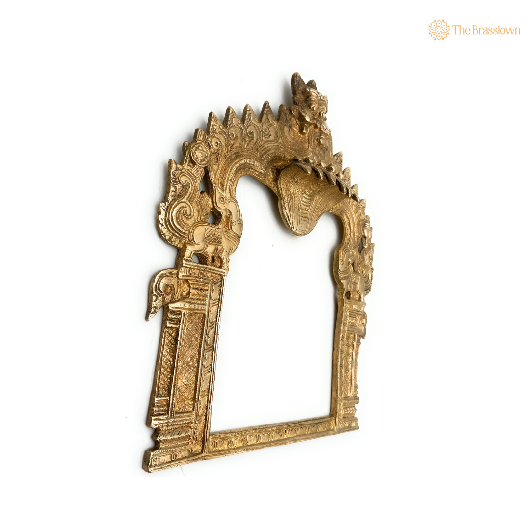 Traditional Brass Lion-Guarded Arch Frame 10.5 Inch