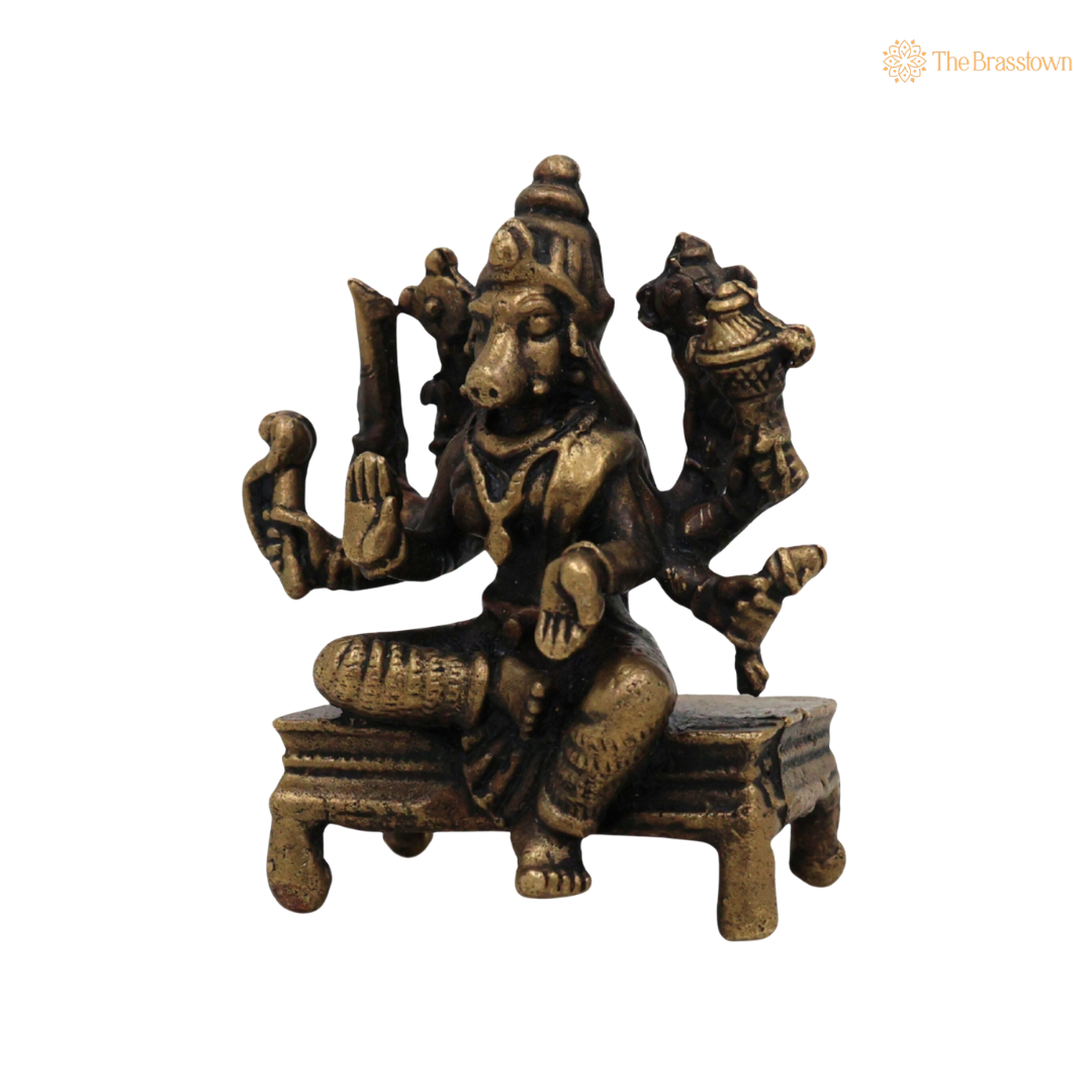 Brass Varahi Amman Idol 1.5 Inch closeup β intricate craftsmanship