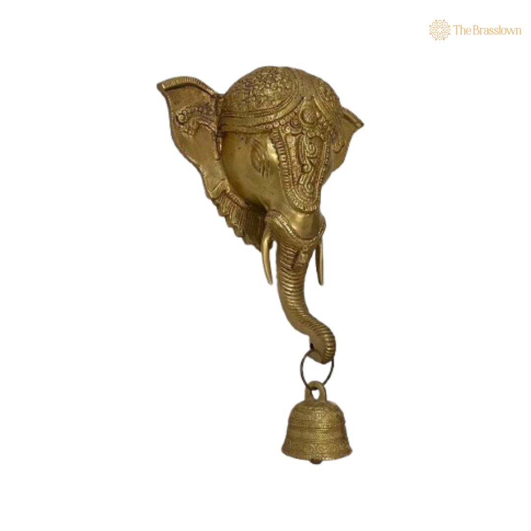 Handcrafted Brass Ganesha Wall Hanging with Bell