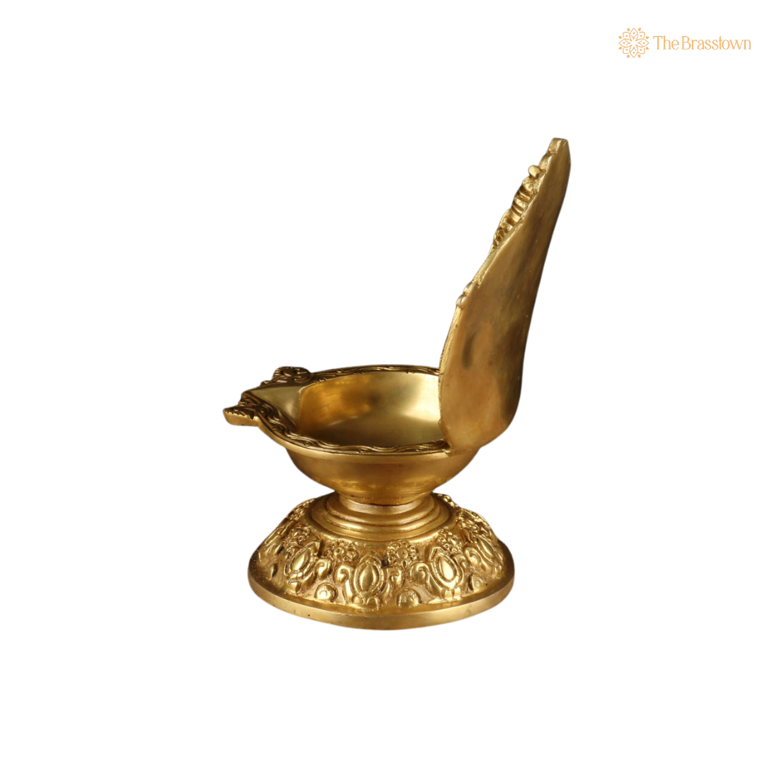 Brass Balaji Diya 9 Inch closeup – intricate craftsmanship