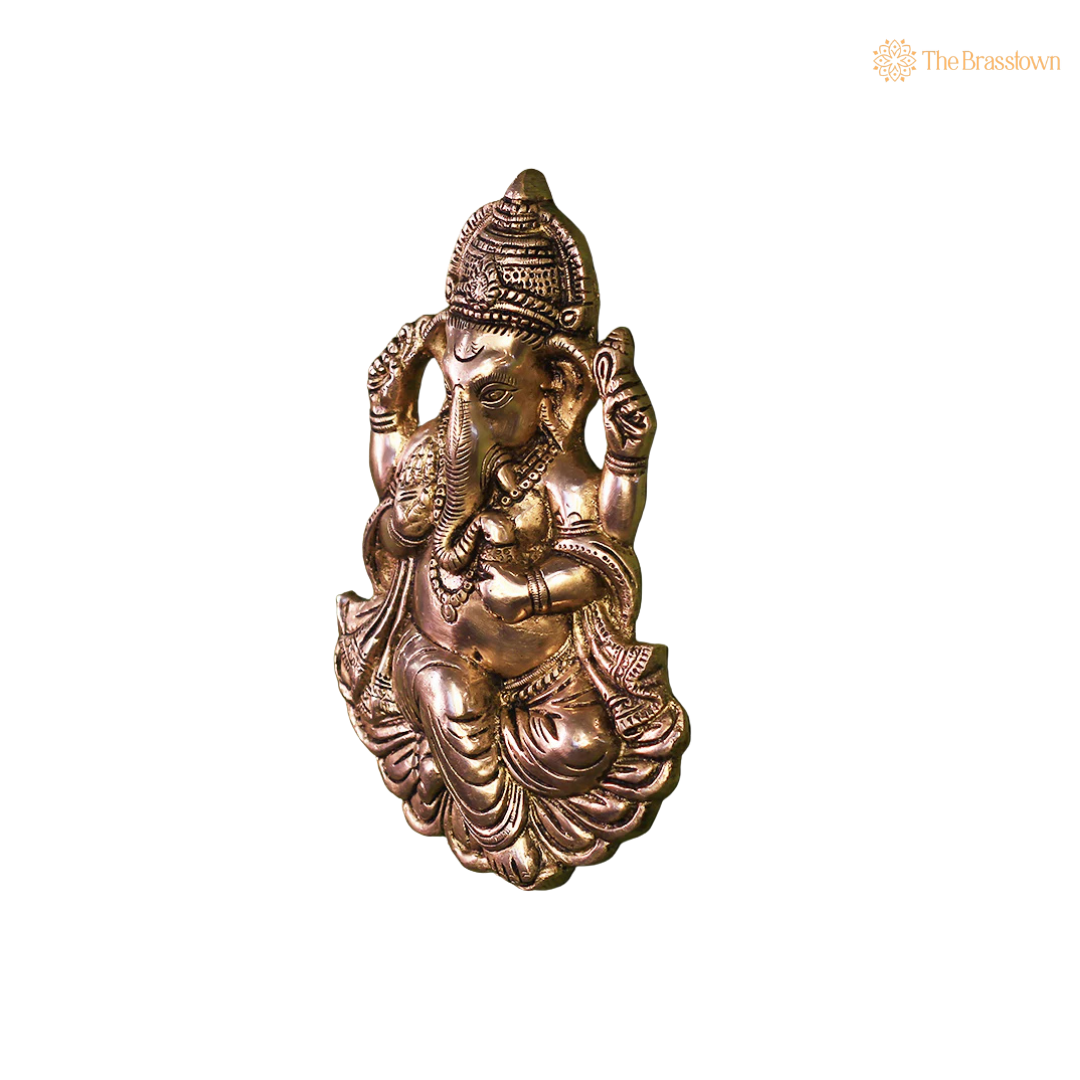 Handcrafted Brass Ganesha Face for 10 Inch closeup – intricate craftsmanship