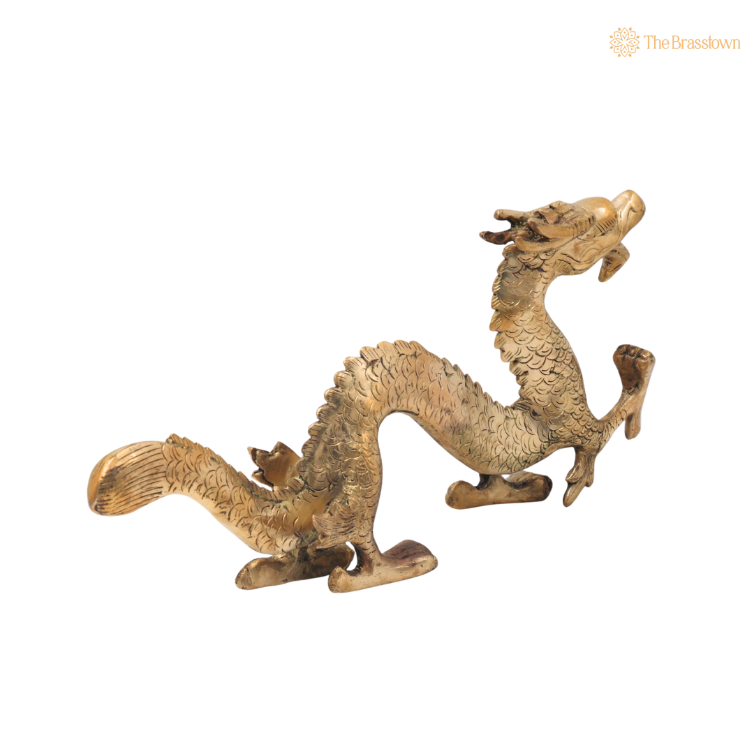 Brass Exquisite Dragon Naga Decorative Statue – Decorative Dragon Showpiece for Home, Office & Table Décor 6 Inch