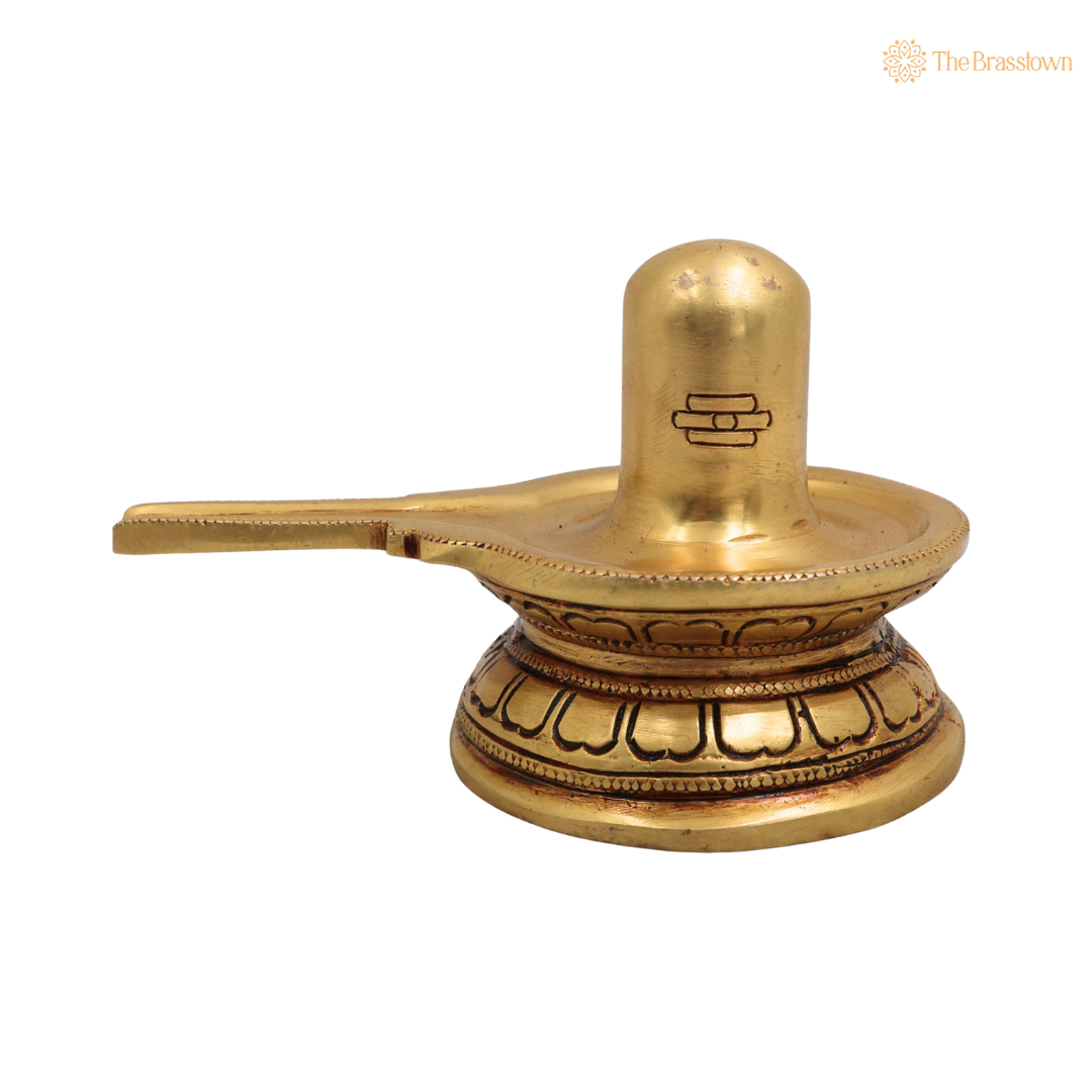 Handcrafted Brass Shiva Lingam – Sacred Shiva Lingam (Shivling Mahadev Shivalinga Jyotirlinga) for Home Temple, Abhishek Pooja & Spiritual Decor 3 Inch