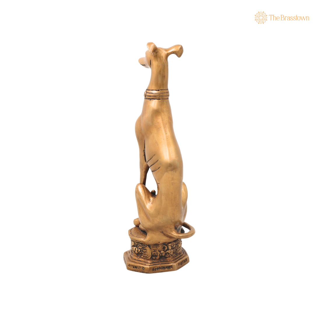 Brass Dog Statue – Handmade Brass Dog Idol for Home Décor, Pooja, Collectibles & Gifting 11 Inch