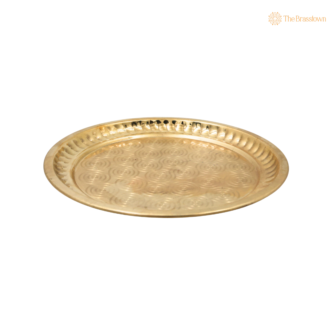 Brass Pooja Thali for Mandir – Peetal Aarti Plate (Pital Puja Thambalam) for Hindu Worship & Temple Rituals 26 Inch