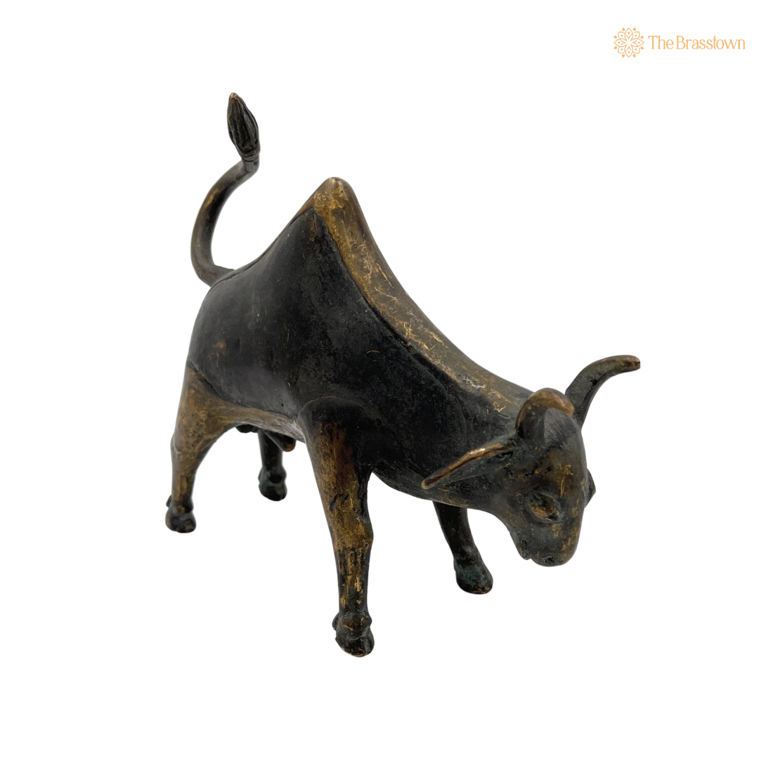 Brass Bull Idol – Handcrafted Sacred Nandi Bull Statue for Shivling, Puja & Home Mandir Décor 5.5 Inch