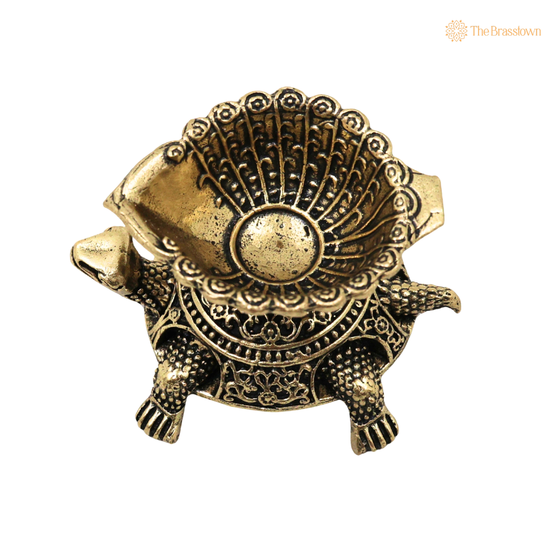 Brass Superfine Designer Tortoise Lamp – Decorative Puja Oil Lamp for Home Mandir & Spiritual Décor 1.5 Inch