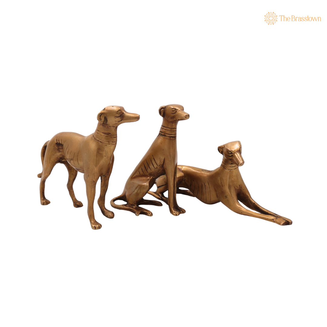 Brass Dog Idol Set of 5.5 Inch – home mandir puja decor India
