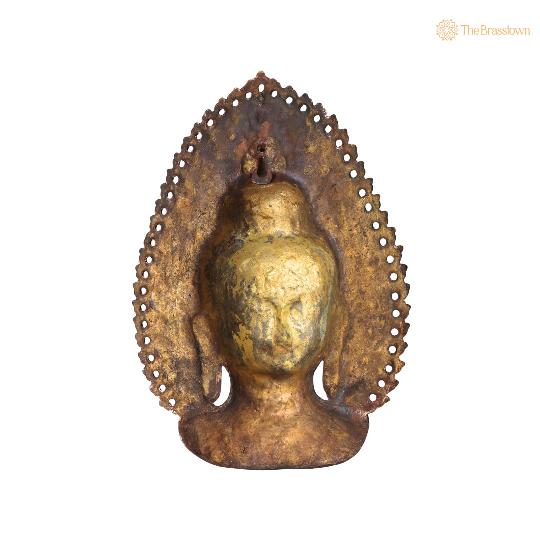 Brass Buddha Face Wall Decor – A Symbol of Serenity and Enlightenment 14 Inch