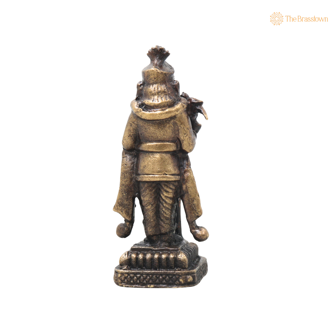 Brass Small Subramanya Murugan Kartikeya Idol – Handcrafted Subrahmanya Skanda Kumaraswamy Murti for Puja & Home Mandir 2 Inch