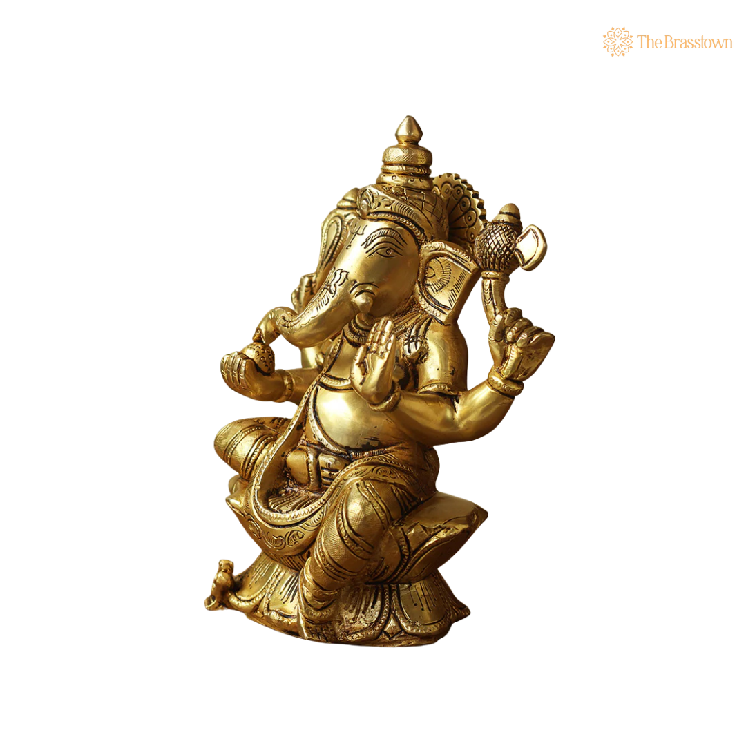 Brass Ganesh Sitting Statue 8 Inch β home mandir puja decor India