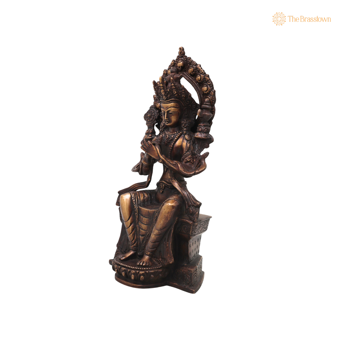 Brass Maitreya Buddha Idol – Handcrafted Buddha Ajita Bodhisattva Murti for Pooja, Home Décor & Spiritual Gifting 10 Inch