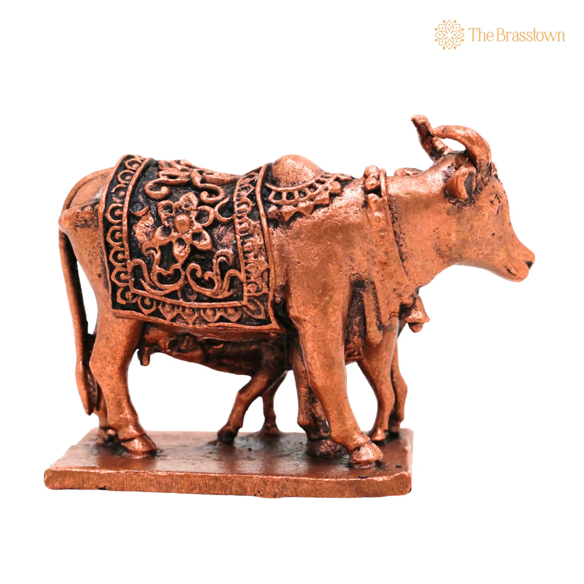 Copper Kamdhenu Cow Idol – Handcrafted Kamadhenu Murti for Pooja, Vastu, Home Decor & Spiritual Gifting 1 Inch 4
