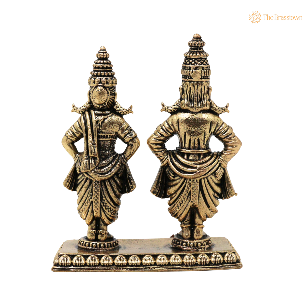 Brass Vittal Rukmini Idol β Handcrafted Panduranga Vithoba & Rukmini Murti for Pooja, Home Mandir, Spiritual DΓ©cor & Gifting 3 Inch