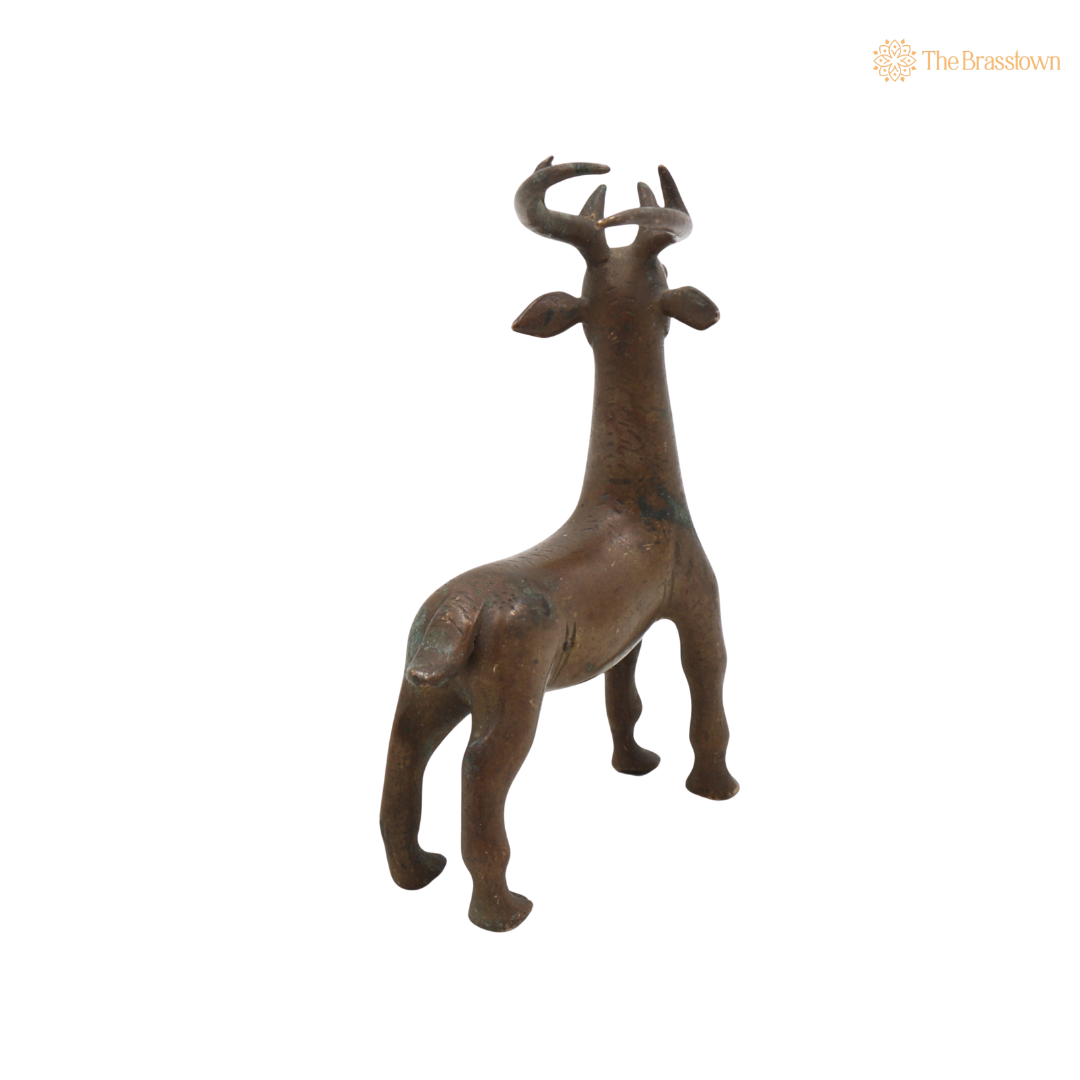 Brass Standing Deer Idol 5 Inch β home mandir puja decor India
