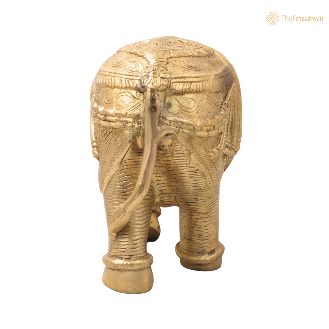 Brass Handcrafted Elephant Idol (Gajraj) – Handcrafted Decorative Elephant Statue for Home, Office & Spiritual Décor 6 Inch