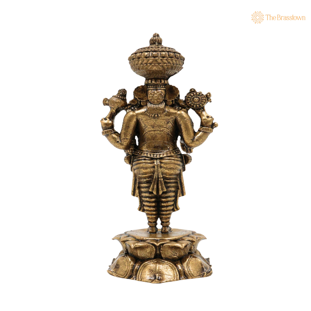 Brass Venkateshvara Idol on Lotus 3 Inch – home mandir puja decor India