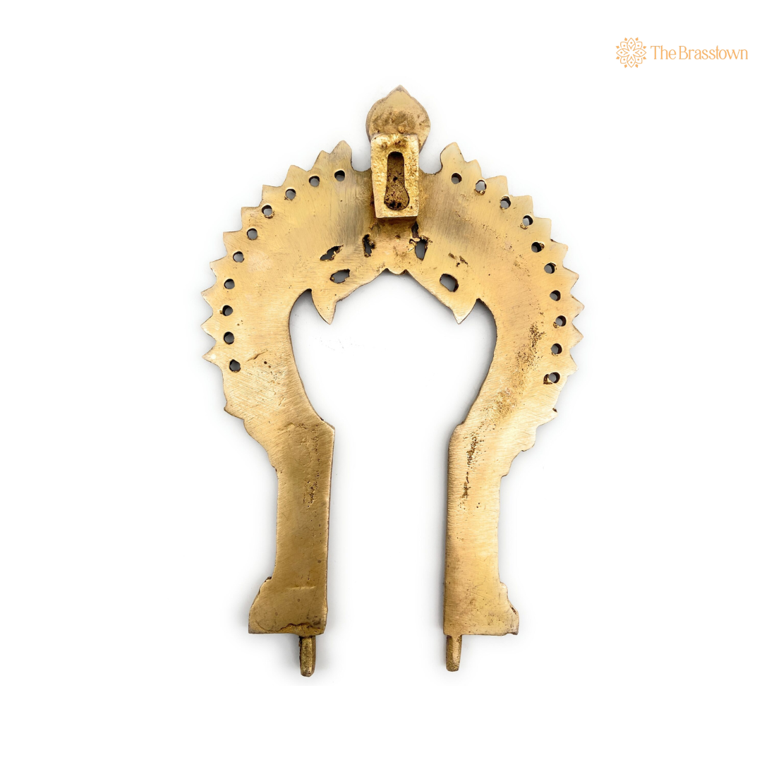 Antique Brass Arch with Intricate Peacock Design 7.5 Inch