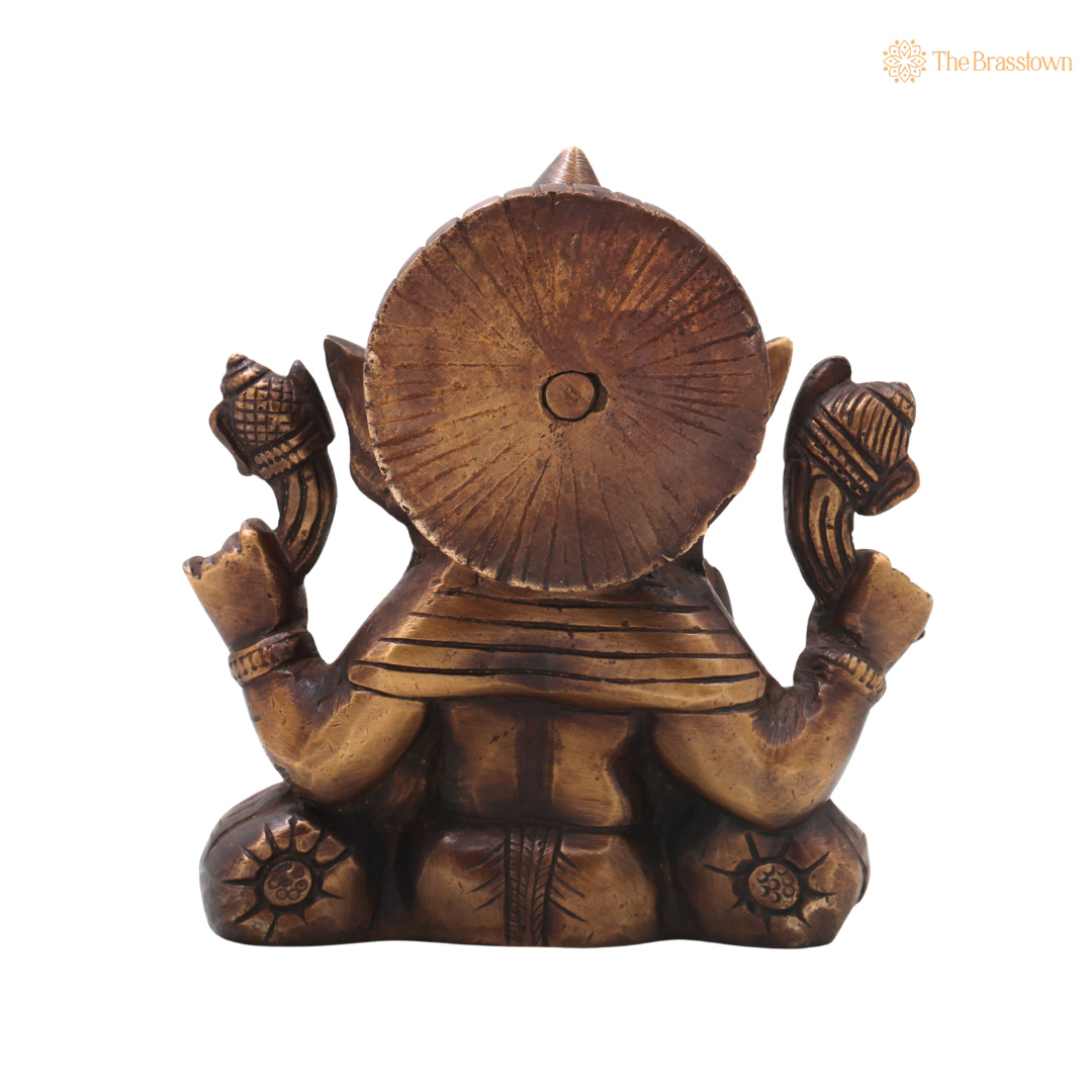 Brass Ganesha Ganapati Vinayaka Idol – Chola Style Ganapati Vinayaka Murti for Pooja, Home Mandir, Décor & Gifting 6.5 Inch