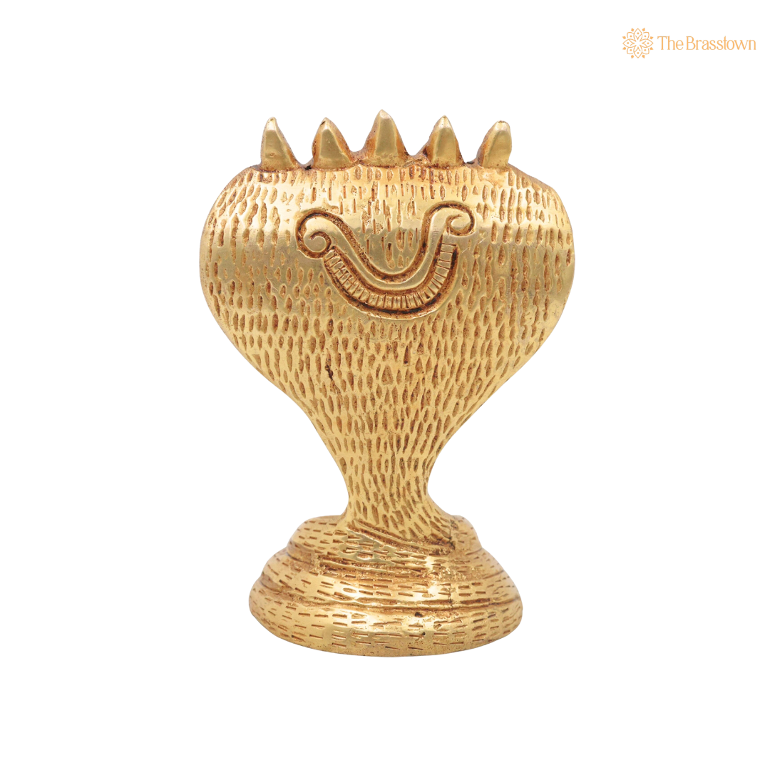 Brass Sheshnag Murti – Adi Shesha Ananta Nag Vigraha, Peetal Sarparaja Idol for Puja, Mandir & Spiritual Décor 4 Inch