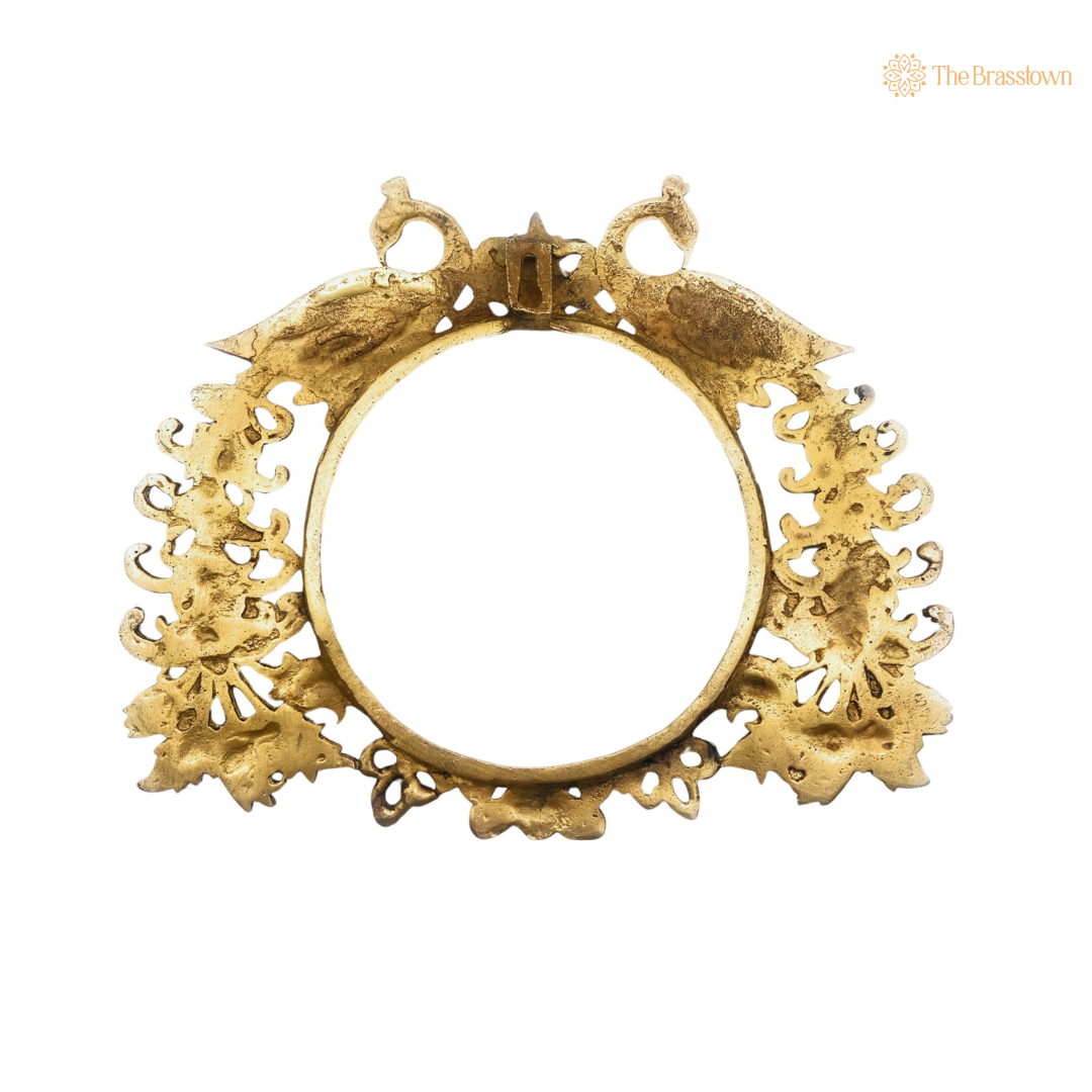 Antique Brass Peacock Motif Frame 8.5 Inch