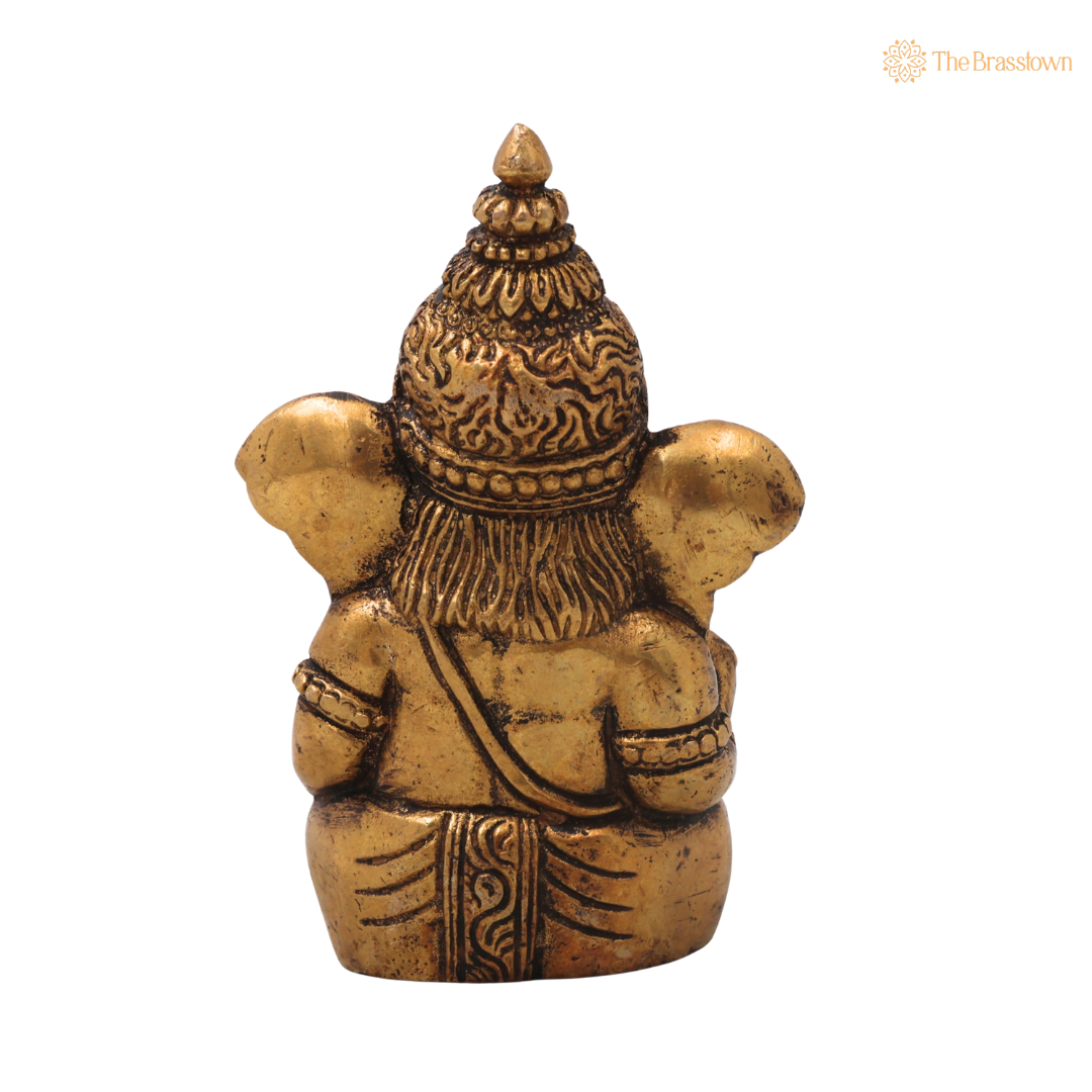 Brass Mini Ganapati Vinayaka Idol – Handcrafted Traditional Chola Style Ganesha Murti for Pooja, Home Mandir, Décor & Spiritual Gifting 4 Inch