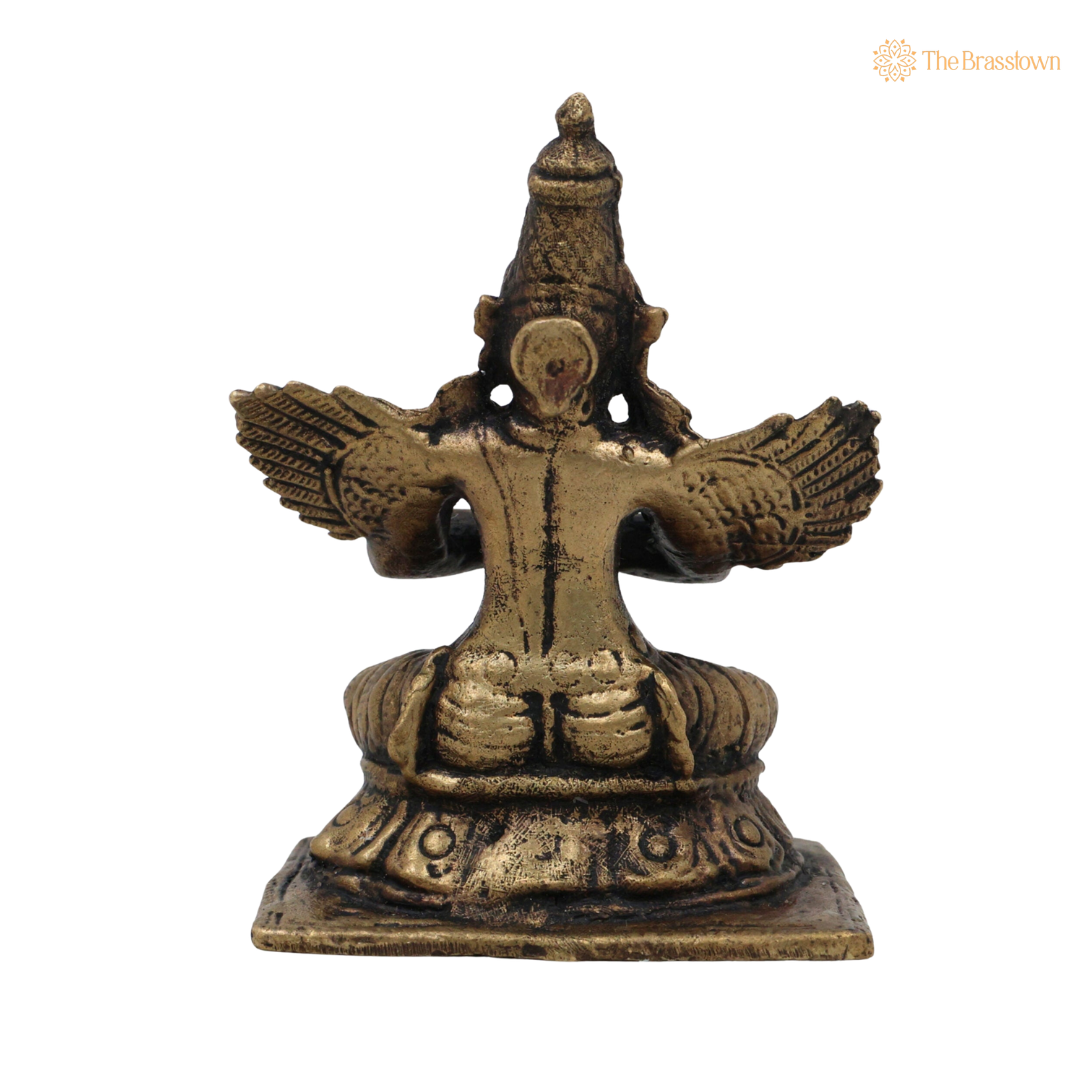 Brass Sitiing Garuda Idol 2.5 Inch closeup β intricate craftsmanship
