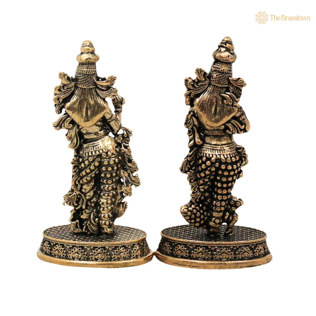 Brass Radha Krishna Idol 3 Inch – home mandir puja decor India