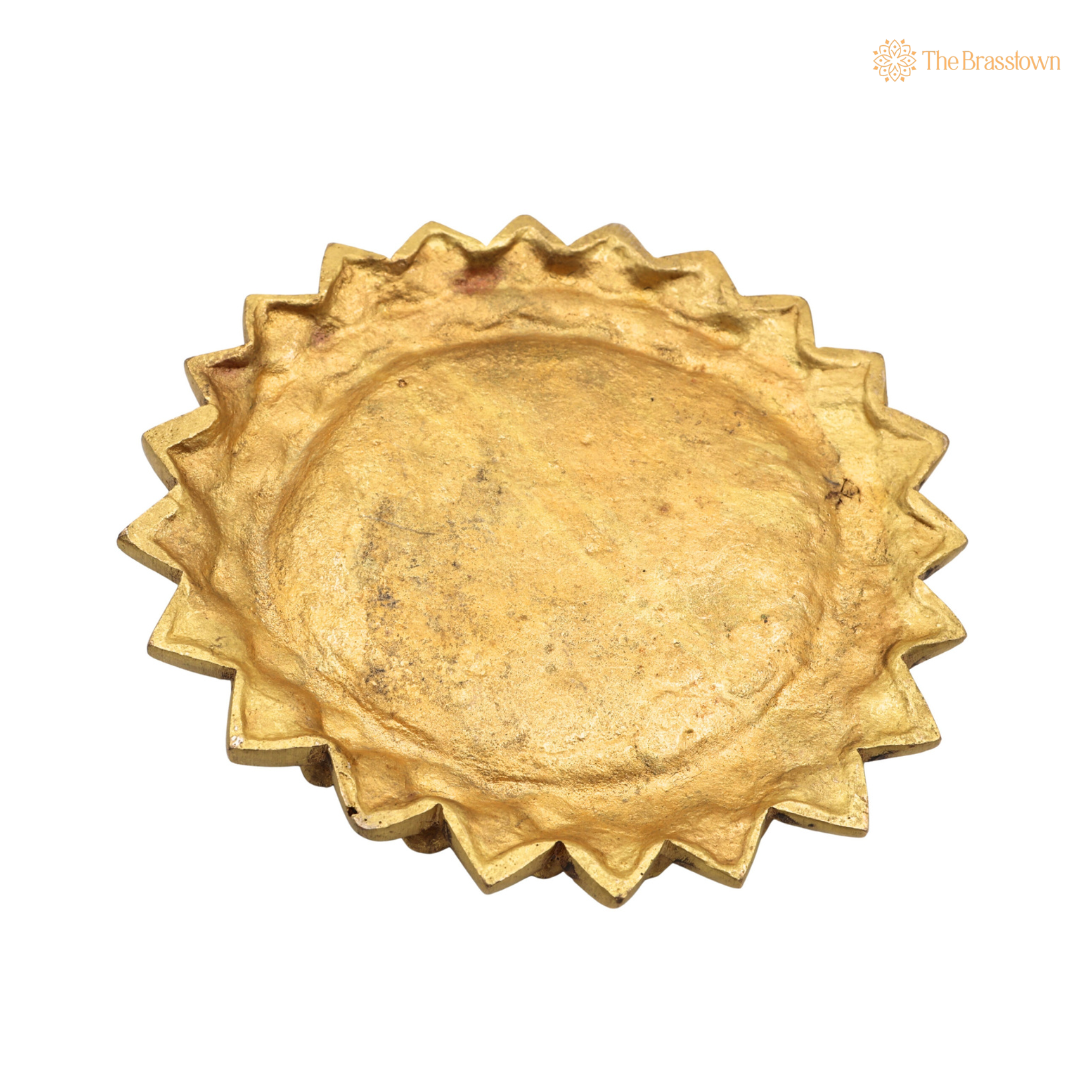 Brass Lotus Shaped Pooja Chowki 1 Inch – home mandir puja decor India
