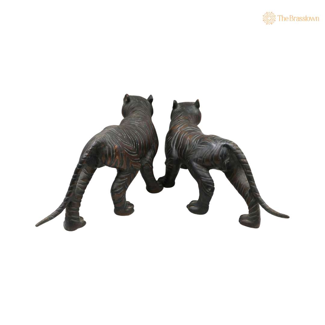 Handcrafted Brass Tiger Figurine (set of 2)-Royal Tiger Murti for Home, Office & Table DΓ©cor 6.5 Inch