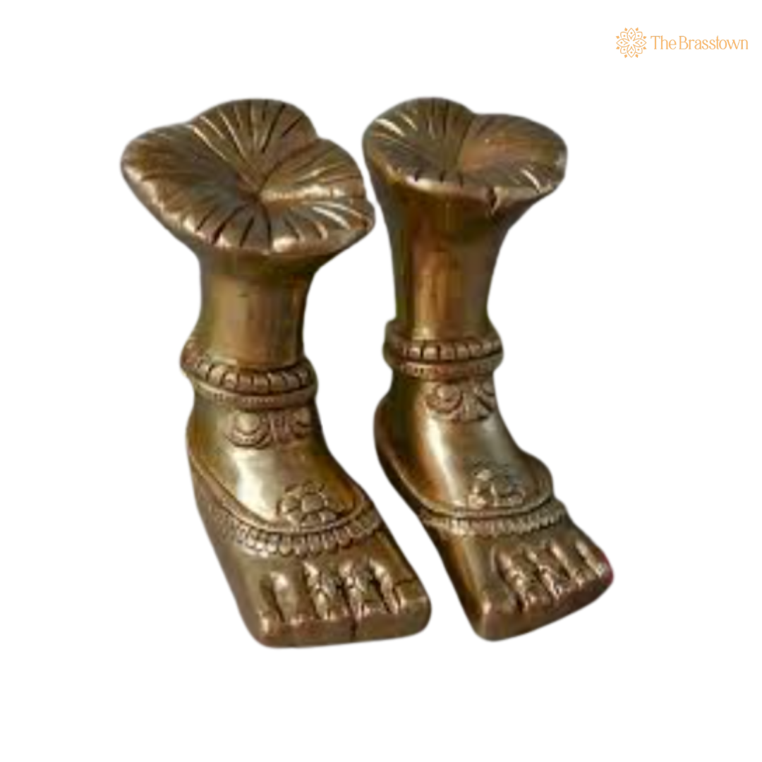 Handcrafted Brass Divine Feet of 5 Inch – home mandir puja decor India