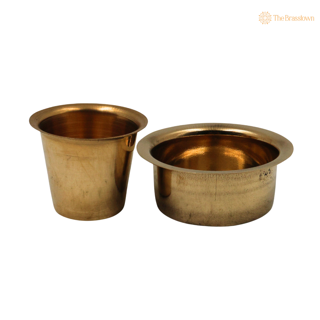 Brass Cup with Lid Hot Case – Traditional Peetal Covered Tea & Coffee Cup, Brass Tumbler with Cover for Hot Beverages, Home & Café Use 2.5 Inch