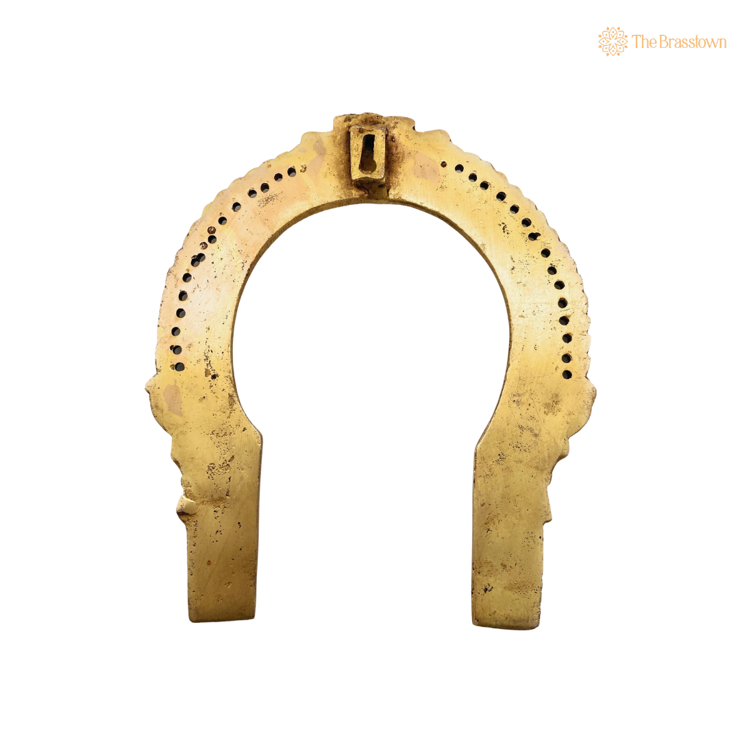 Handcrafted Brass Kirtimukha For Diety Prabhaval Arch – Handcrafted Arch Backdrop Wall Hanging for Home Temple, Deity Décor & Spiritual Ambience 9 Inch