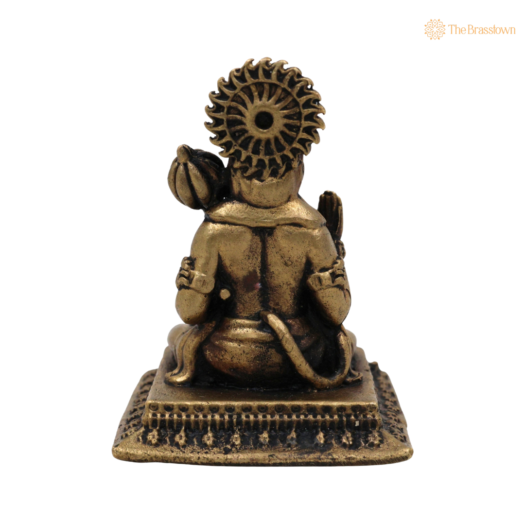 Brass Sitting Hanuman Idol 1.5 Inch – home mandir puja decor India