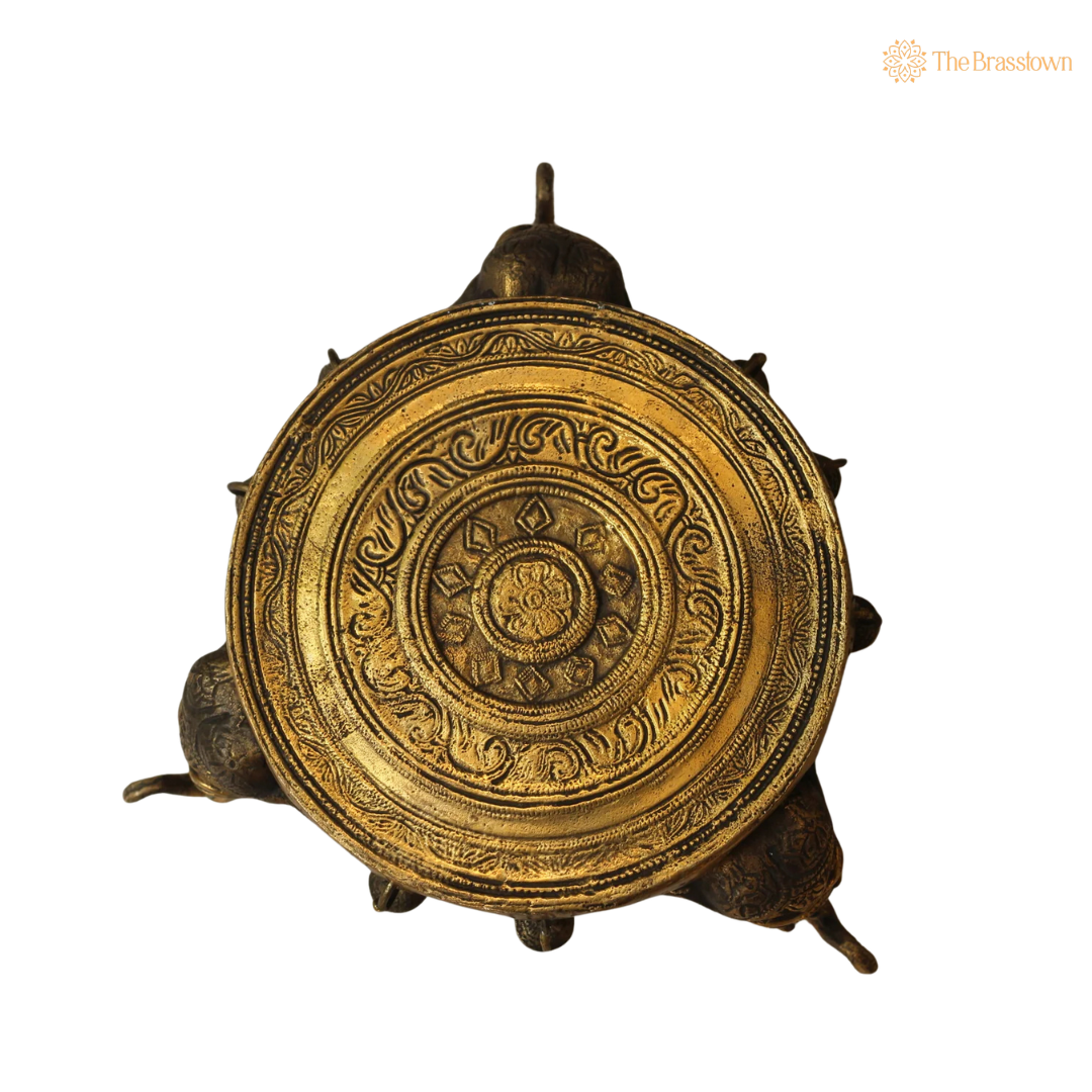 Handcrafted Elephant Pillar Brass Chowki 6 Inch – home mandir puja decor India