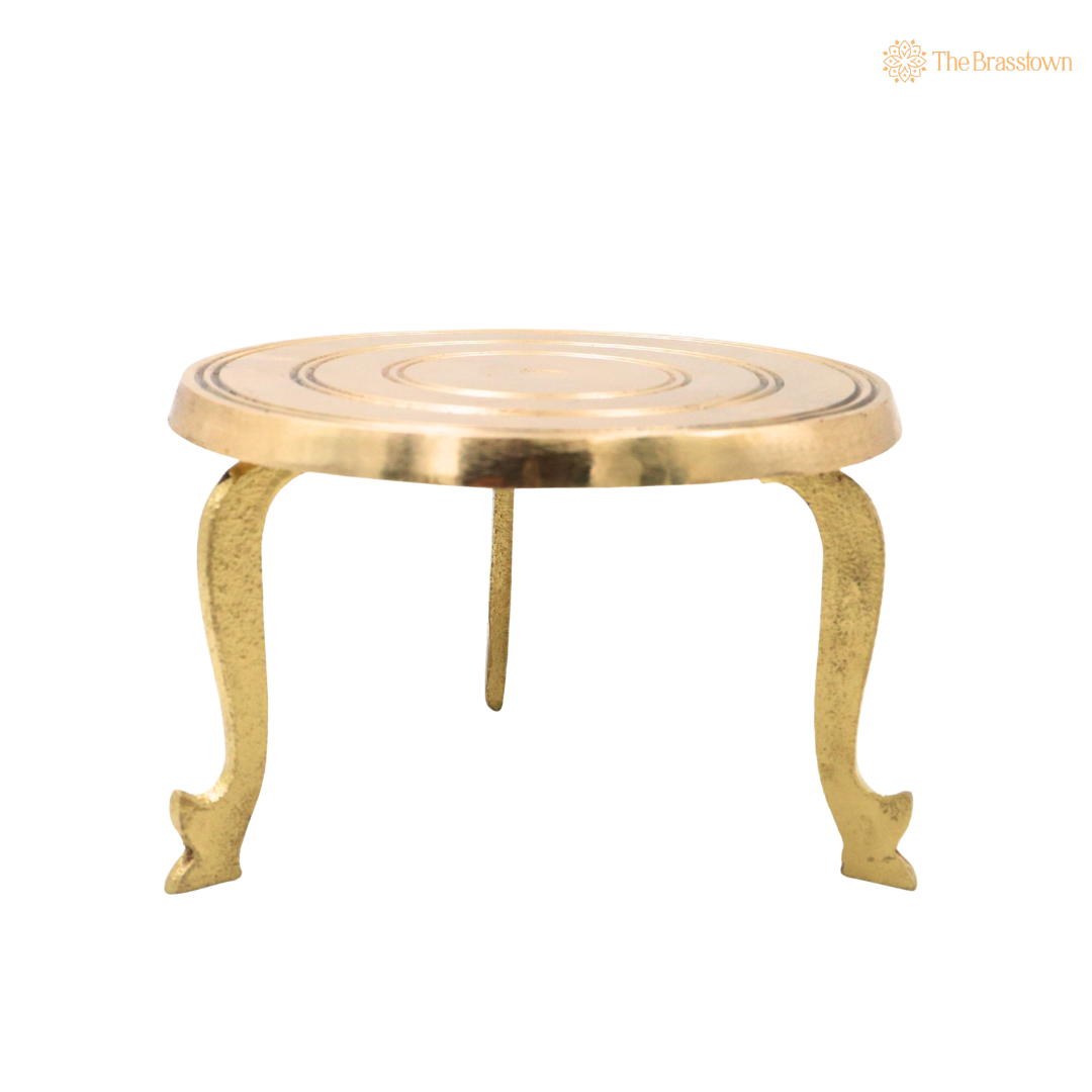 Brass Round Pooja Chowki 4 Inch – home mandir puja decor India