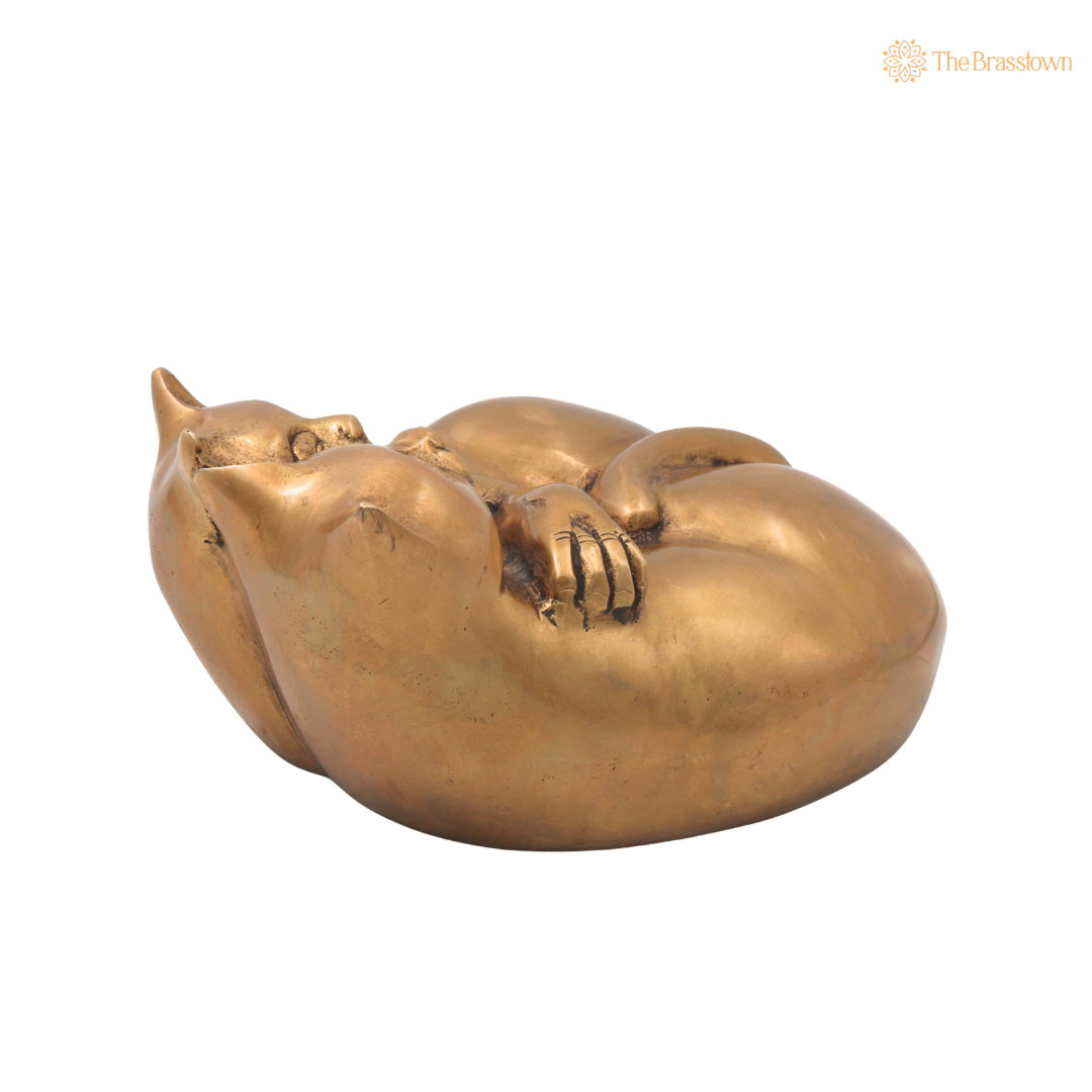 Handcrafted Brass Two Cat Sculpture – Handcrafted Cat Sculpture for Vastu, Home Décor, Pooja & Luxury Gifting 3.5 Inch