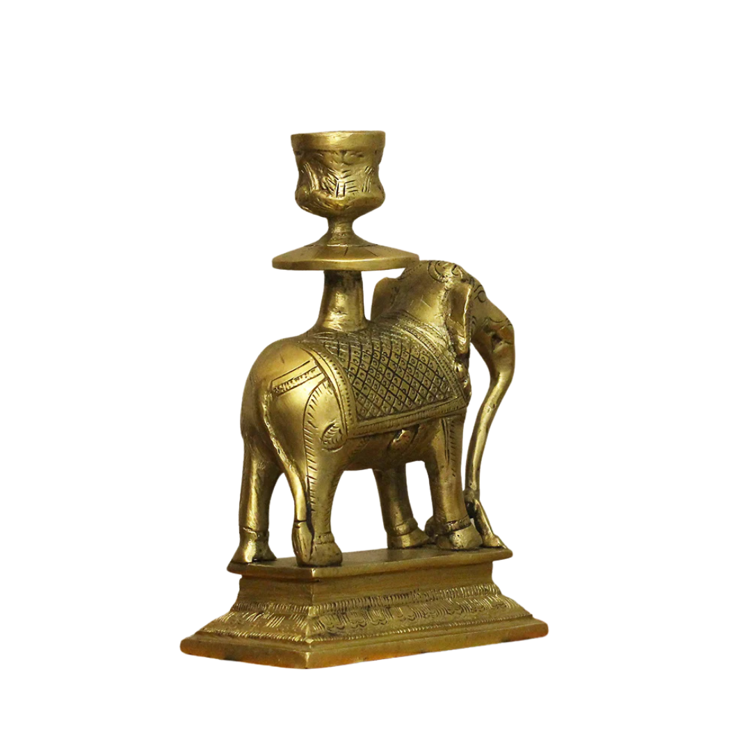 Handcrafted Brass Yali Candle Stand 5.5 Inch – home mandir puja decor India