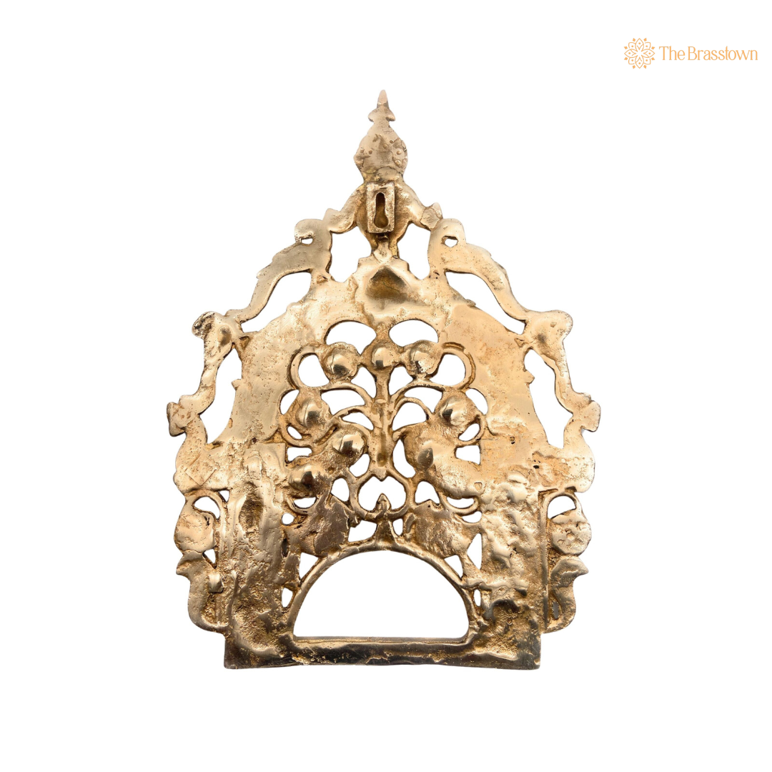 Intricately Crafted Antique Brass Temple Top Frame 14 Inch