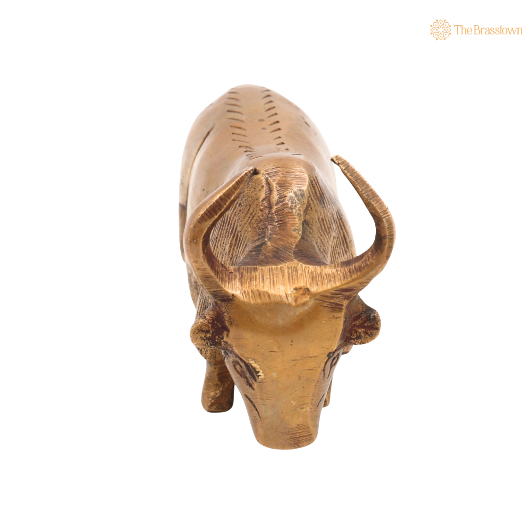 Handcrafted Brass Yak Sculpture – Himalayan Animal Figurine, Antique Brass Home Décor, Strength & Prosperity Symbol 2.5 Inch