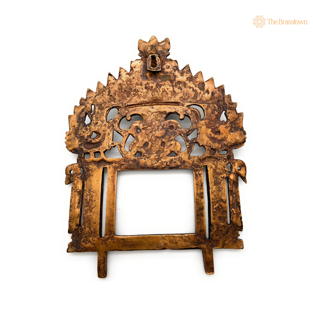 Antique Brass Temple Arch Frame with Mythical Motifs 11.5 Inch