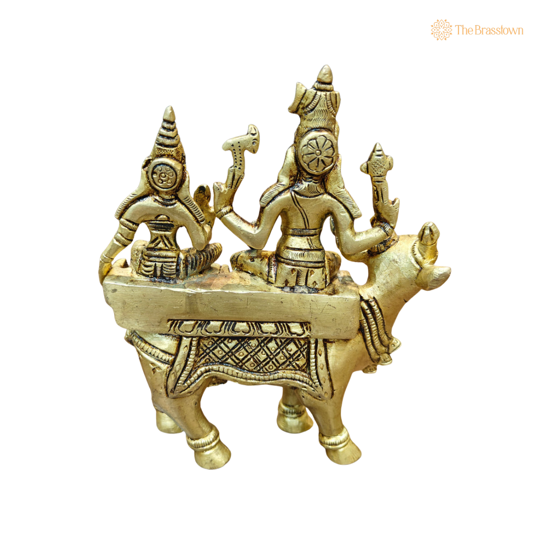 Brass Exquisite Shiva Parvati Idol 6.5 Inch – home mandir puja decor India