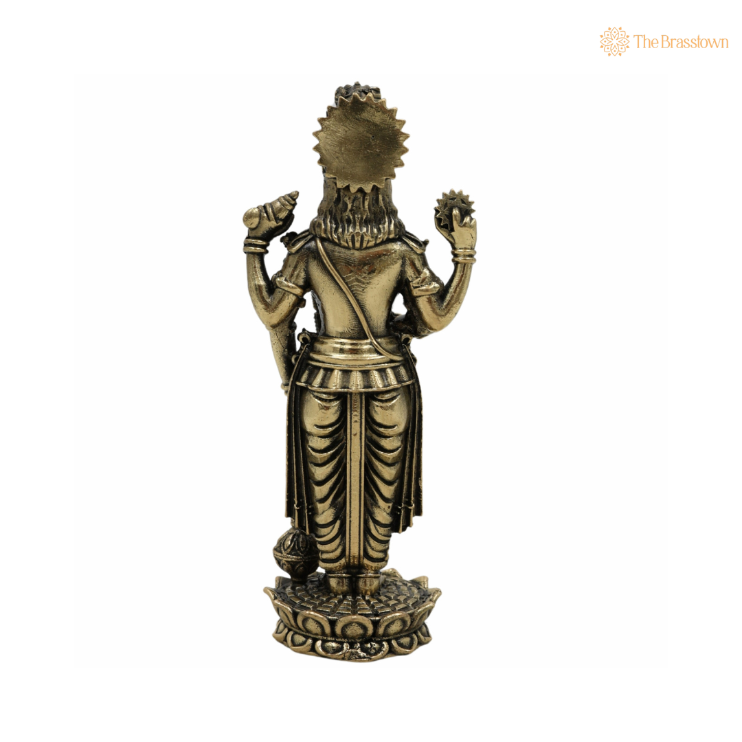 Brass Vishnu Idol 6.5 Inch – home mandir puja decor India