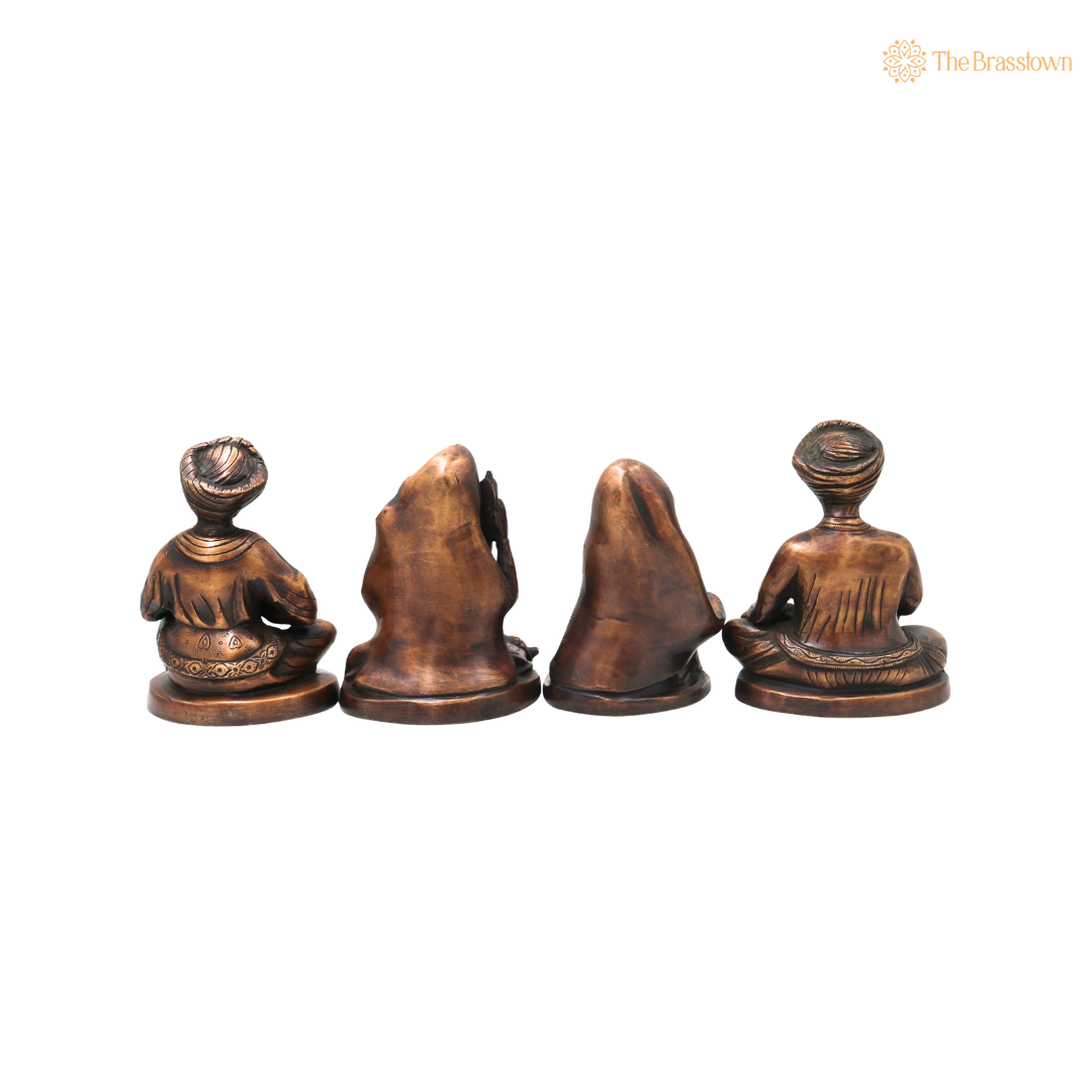 Handcrafted Brass Musician Sculpture Set of 4 – Traditional Brass Musical Figurines Orchestra Sculpture for Home Décor & Luxury Gifting 7 Inch