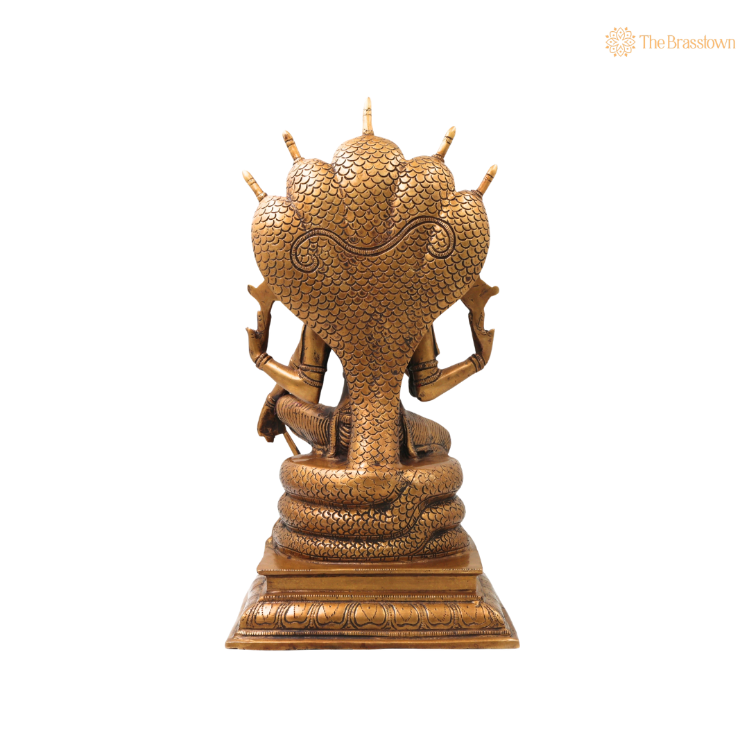 Brass Vishnu on Sheshnag Idol β Traditional Chola Perumal Lord Narayana Murti (Hari) for Puja, Home Mandir & Spiritual DΓ©cor 16.5 Inch