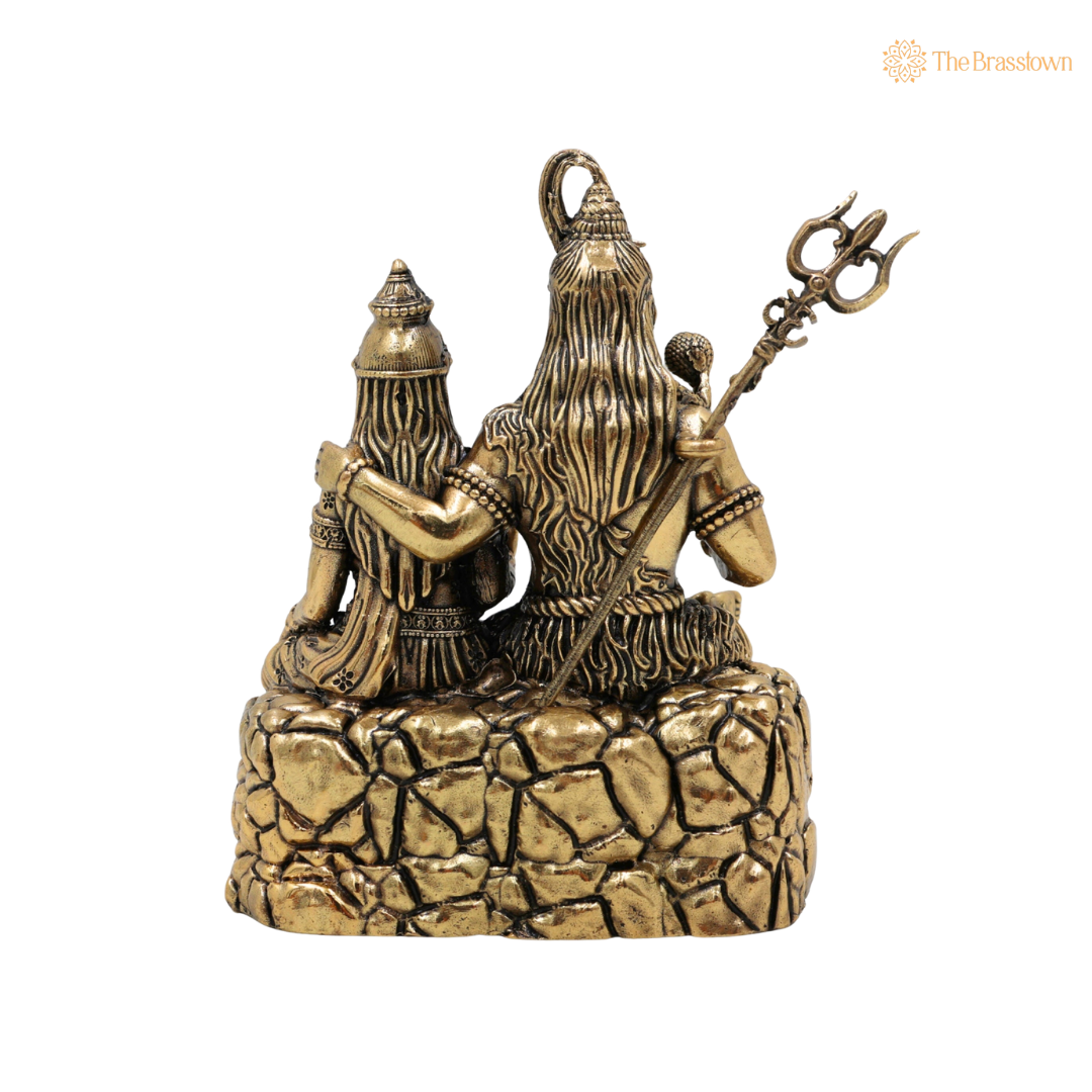 Brass Handcrafted Shiva Parivar Idol 4.5 Inch – home mandir puja decor India