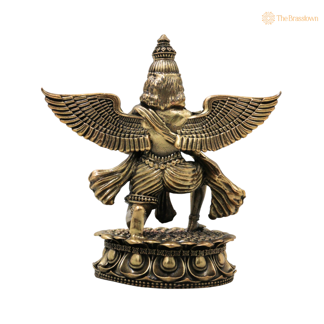 Brass Garud Dev Idol - The Divine Eagle (Garuda Bhagwan Vishnu Vahana) 4.5 Inch