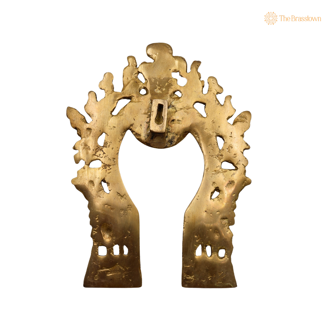 Bhunes Brass Prabhavali with Yali, 9 Inch – home mandir puja decor India